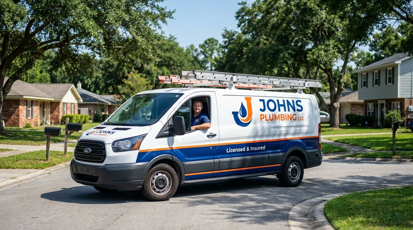 Johns Plumbing LLC service van in Staunton, VA