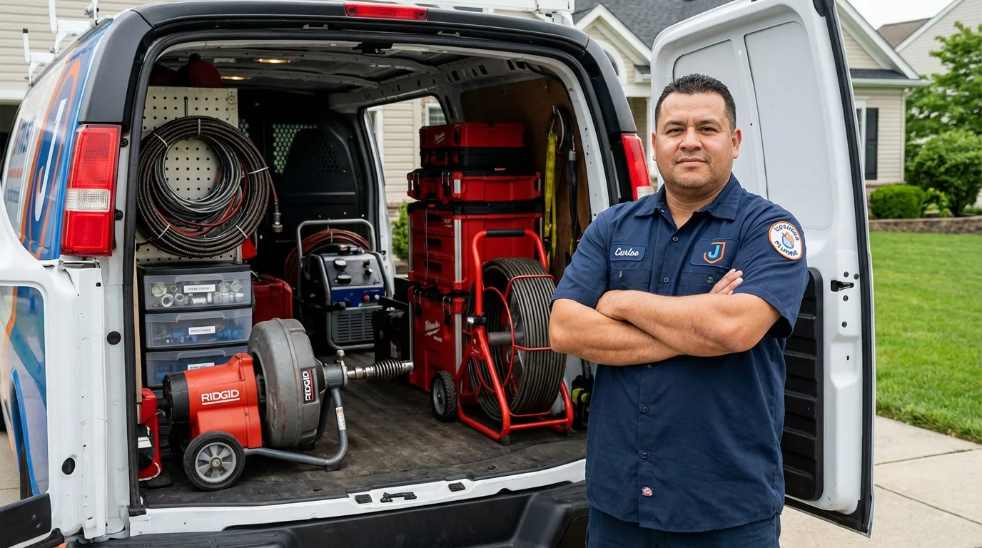 Professional drain cleaning equipment and Johns Plumbing LLC plumber in Staunton
