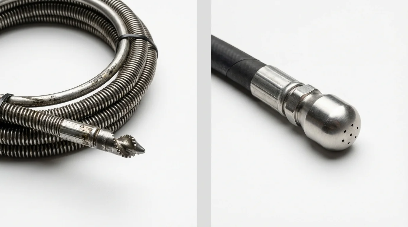 Drain snake cable and hydro jetting nozzle used for drain cleaning in Staunton, VA